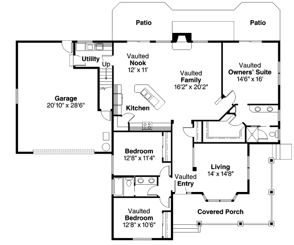 Architectural House Design - Farmhouse Floor Plan - Main Floor Plan #124-415