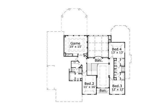 Floor Plan - Upper Floor for European House Plan #411-523 - 5 bed, 4.5 bath