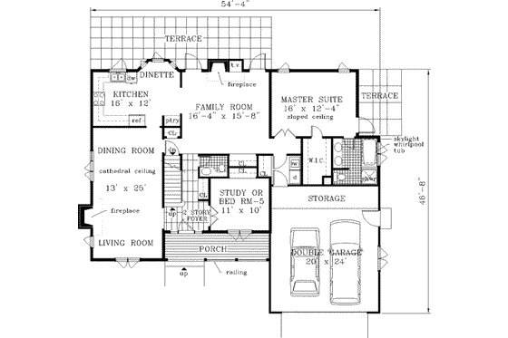 Floor Plan - Main Floor for Farmhouse House Plan #3-177 - 4 bed, 2.5 bath