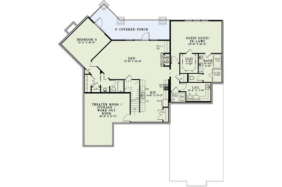 Floor Plan - Lower Floor for Craftsman House Plan #17-3323 - 5 bed, 5 bath