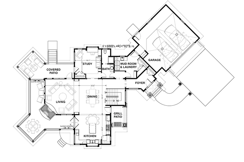 Architectural House Design - Floor Plan - Main Floor for Country House Plan #928-290 - 3 bed, 4 bath
