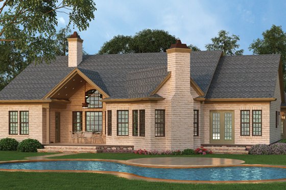 Exterior - Rear Elevation for Craftsman House Plan #119-422 - 3 bed, 2.5 bath