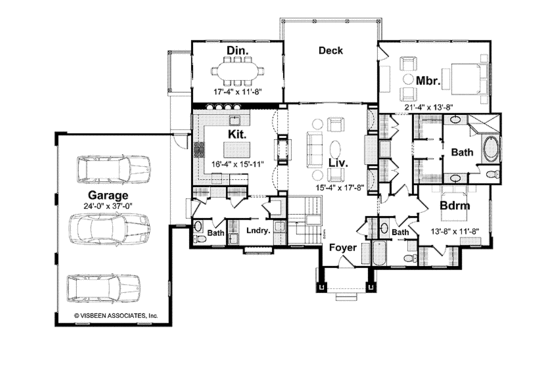 Floor Plan - Main Floor for Craftsman House Plan #928-207 - 4 bed, 3 bath