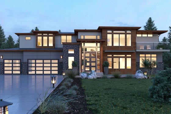 Exterior - Front Elevation 3 for Contemporary House Plan #1066-28 - 5 bed, 5.5 bath