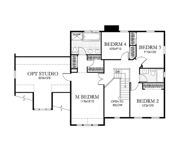 House Design - Classical Floor Plan - Upper Floor Plan #1029-22