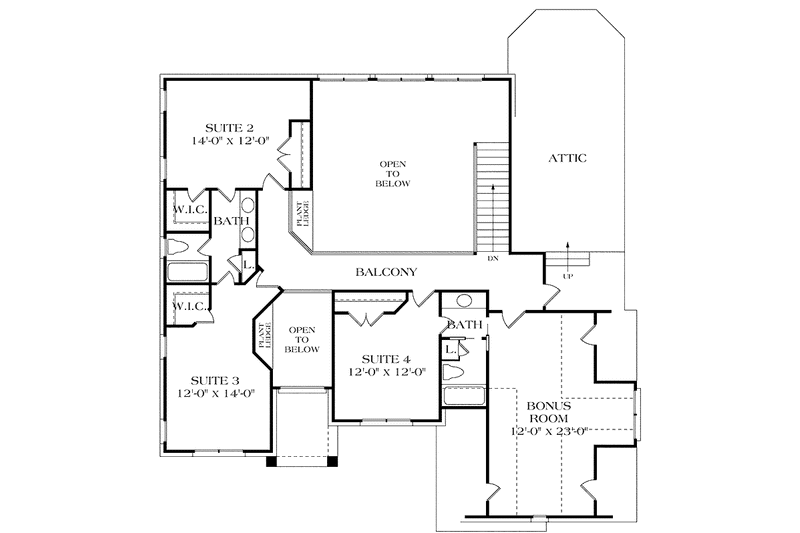 Architectural House Design - Floor Plan - Upper Floor for Colonial House Plan #453-305 - 4 bed, 3.5 bath