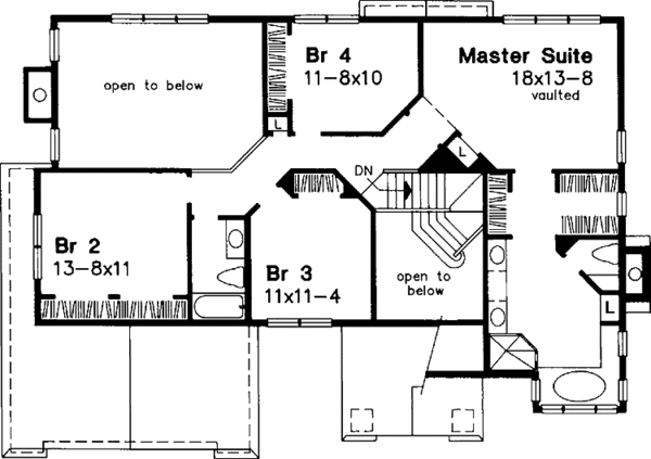 Architectural House Design - Traditional Floor Plan - Upper Floor Plan #320-961