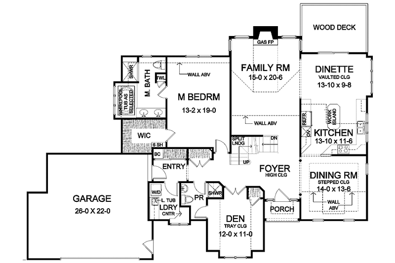 Home Plan - Floor Plan - Main Floor for Craftsman House Plan #328-445 - 4 bed, 3 bath
