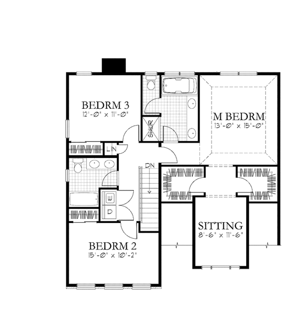 House Design - Traditional Floor Plan - Upper Floor Plan #1029-60