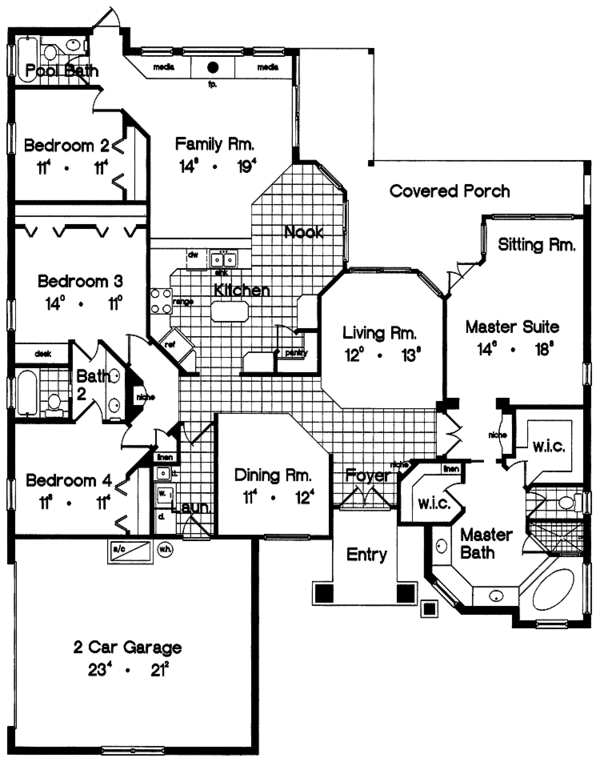 House Plan Design - Mediterranean Floor Plan - Main Floor Plan #417-780