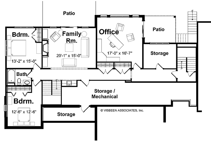 Home Plan - Floor Plan - Lower Floor for Cottage House Plan #928-52 - 3 bed, 2.5 bath