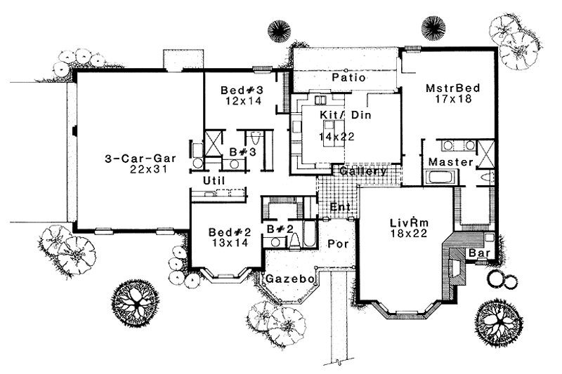 Architectural House Design - Floor Plan - Main Floor for Victorian House Plan #310-1005 - 3 bed, 3 bath