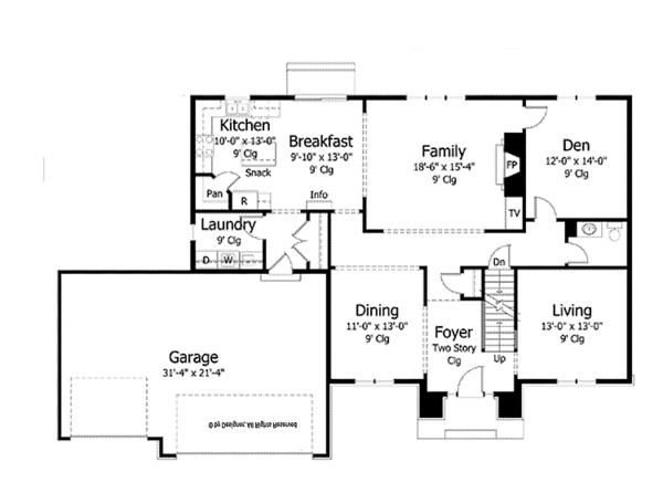 House Design - Colonial Floor Plan - Main Floor Plan #51-1026