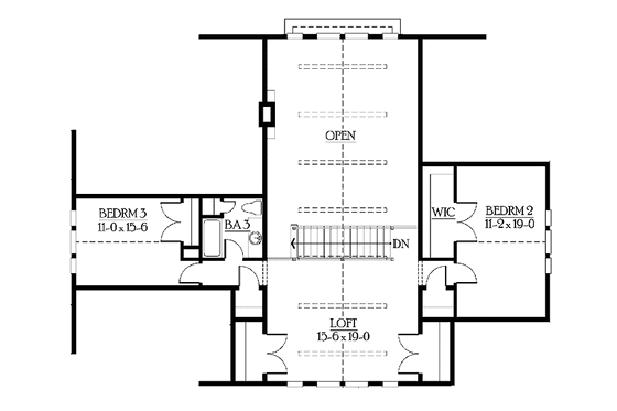 Floor Plan - Upper Floor for Craftsman House Plan #132-239 - 4 bed, 3 bath