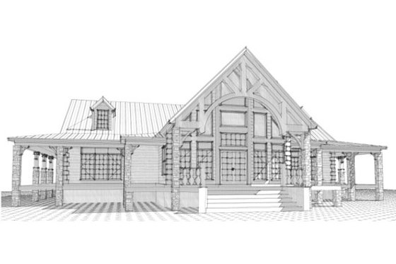 Exterior - Front Elevation for Craftsman House Plan #63-342 - 2 bed, 2 bath