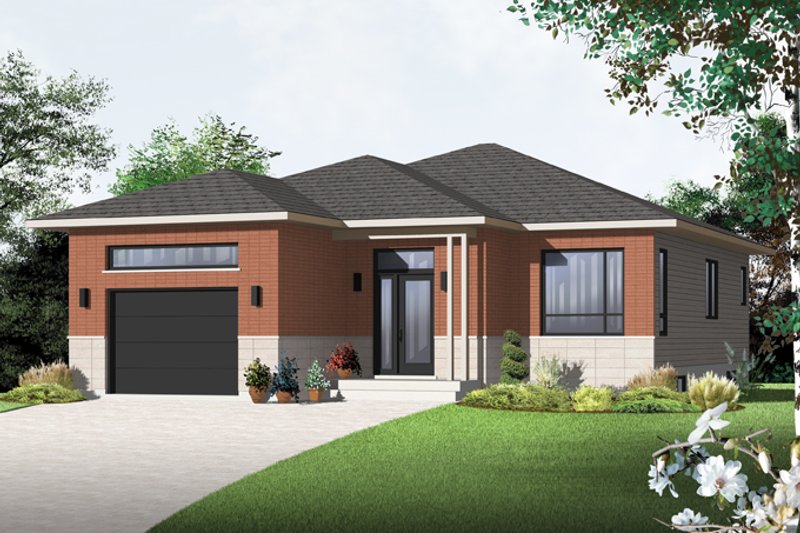 Dream House Plan - Exterior - Front Elevation 3 for Contemporary House Plan #23-2576 - 2 bed, 1 bath