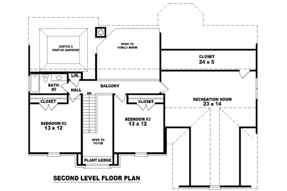 Floor Plan - Upper Floor for European House Plan #81-845 - 3 bed, 2.5 bath