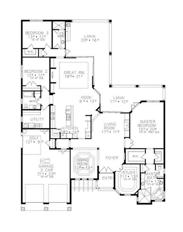 Architectural House Design - Mediterranean Floor Plan - Main Floor Plan #417-811