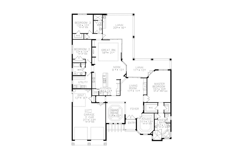 Dream House Plan - Floor Plan - Main Floor for Mediterranean House Plan #417-811 - 3 bed, 3 bath