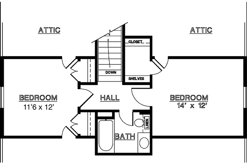 Home Plan - Floor Plan - Upper Floor for Country House Plan #45-518 - 3 bed, 2 bath