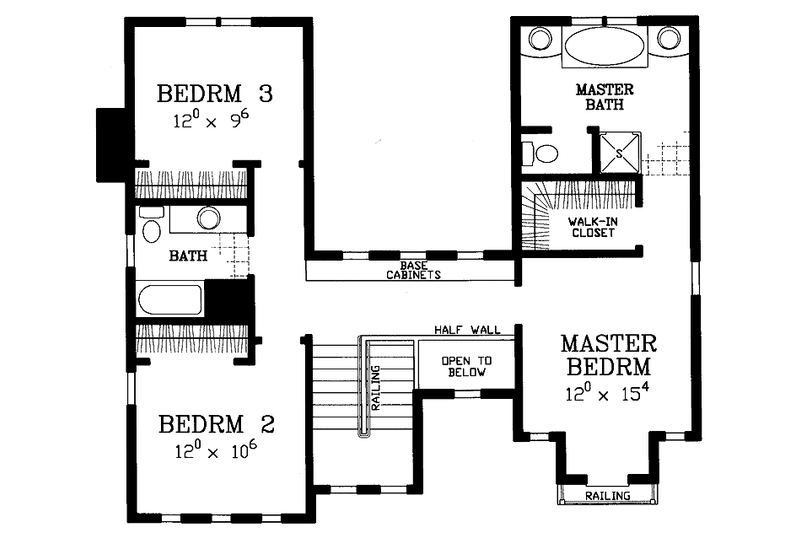 Architectural House Design - Floor Plan - Upper Floor for Adobe / Southwestern House Plan #72-1126 - 3 bed, 2.5 bath