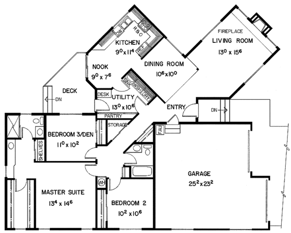 House Design - Ranch Floor Plan - Main Floor Plan #60-697