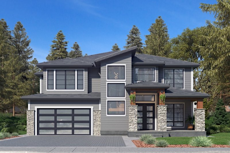 House Blueprint - Contemporary Exterior - Front Elevation Plan #1066-69