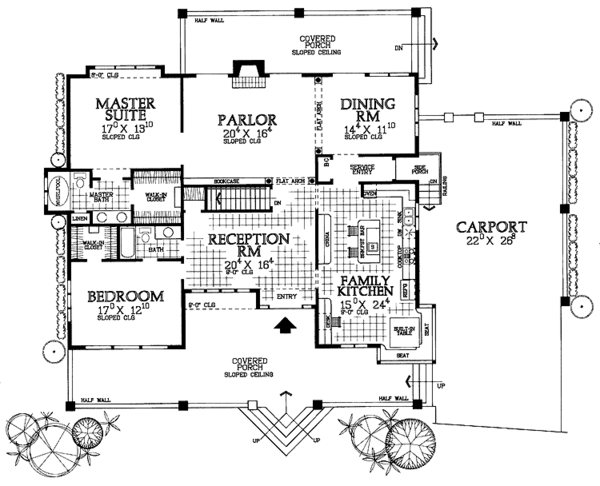 House Blueprint - Craftsman Floor Plan - Main Floor Plan #72-966