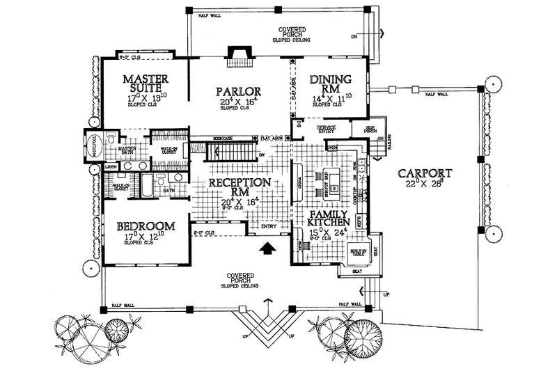 Home Plan - Floor Plan - Main Floor for Craftsman House Plan #72-966 - 2 bed, 2 bath