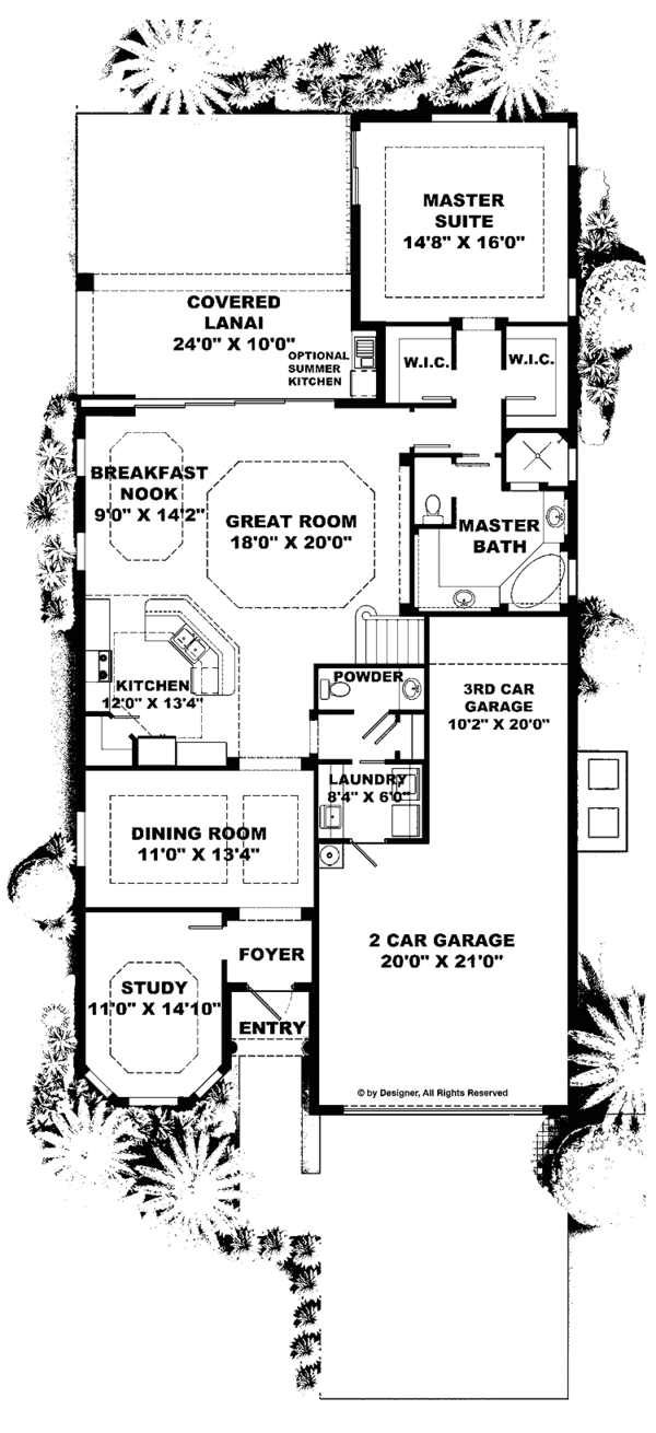 House Plan Design - Mediterranean Floor Plan - Main Floor Plan #1017-90
