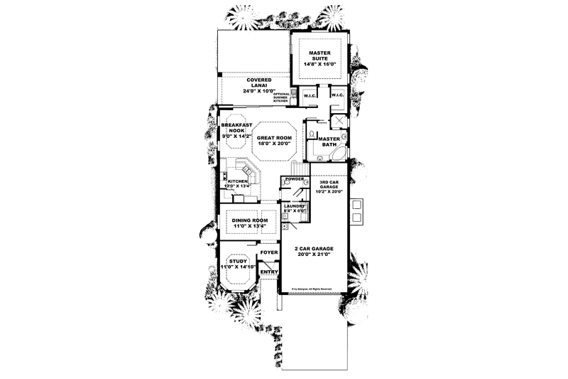 House Plan Design - Floor Plan - Main Floor for Mediterranean House Plan #1017-90 - 3 bed, 2.5 bath