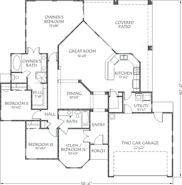 Adobe / Southwestern Floor Plan - Main Floor Plan #24-254