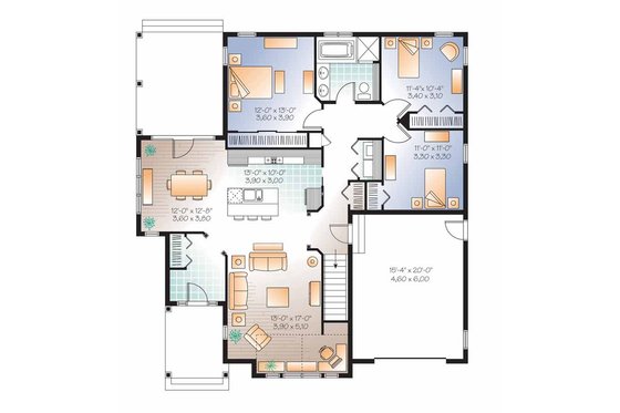 Floor Plan - Main Floor for Country House Plan #23-2529 - 3 bed, 1 bath