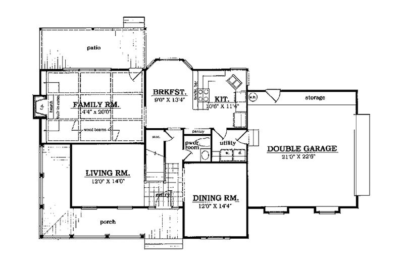 Home Plan - Floor Plan - Main Floor for Country House Plan #42-425 - 3 bed, 2.5 bath