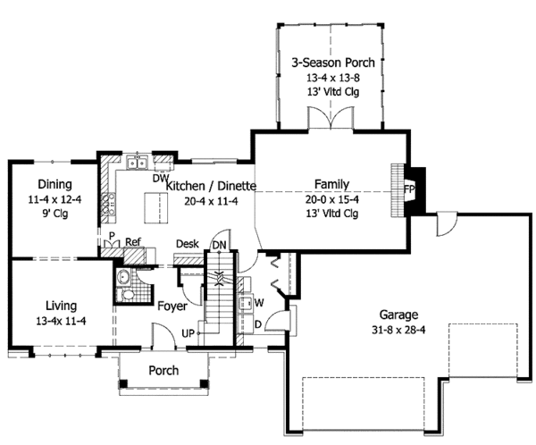 Architectural House Design - Colonial Floor Plan - Main Floor Plan #51-696