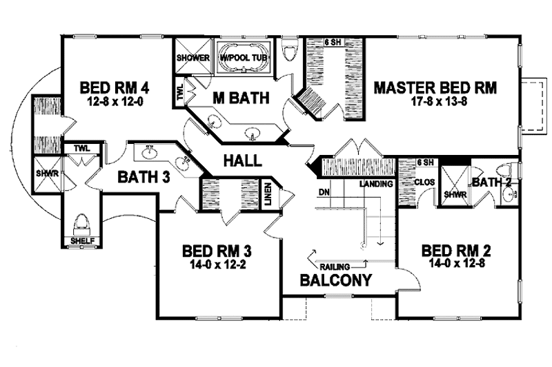 Architectural House Design - Floor Plan - Upper Floor for Traditional House Plan #328-462 - 4 bed, 3.5 bath