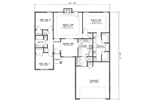 Floor Plan - Main Floor for Traditional House Plan #17-133 - 3 bed, 2 bath