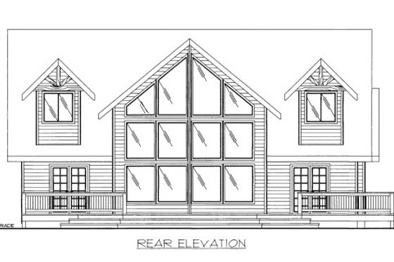 Exterior - Rear Elevation for Cabin House Plan #117-765 - 3 bed, 2.5 bath