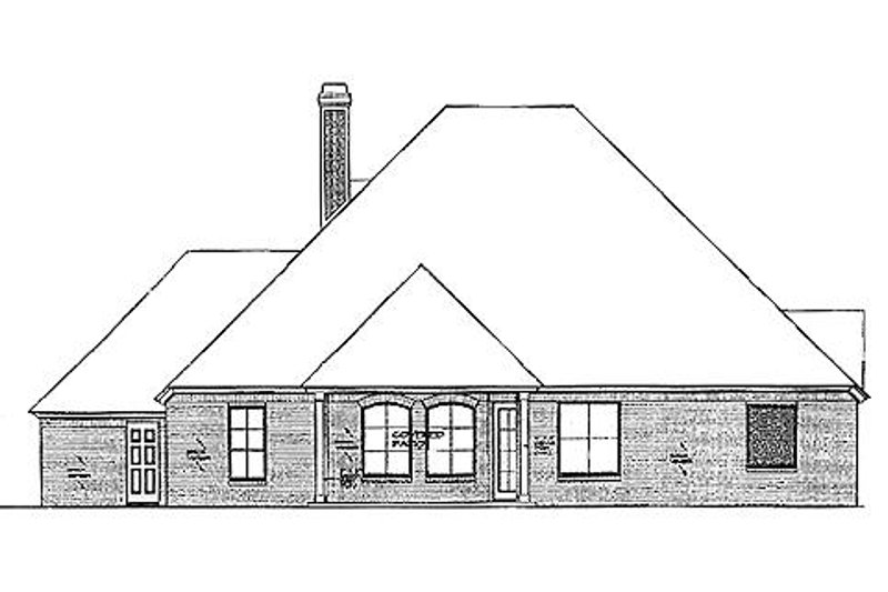 Home Plan - Exterior - Rear Elevation for European House Plan #310-966 - 3 bed, 3 bath