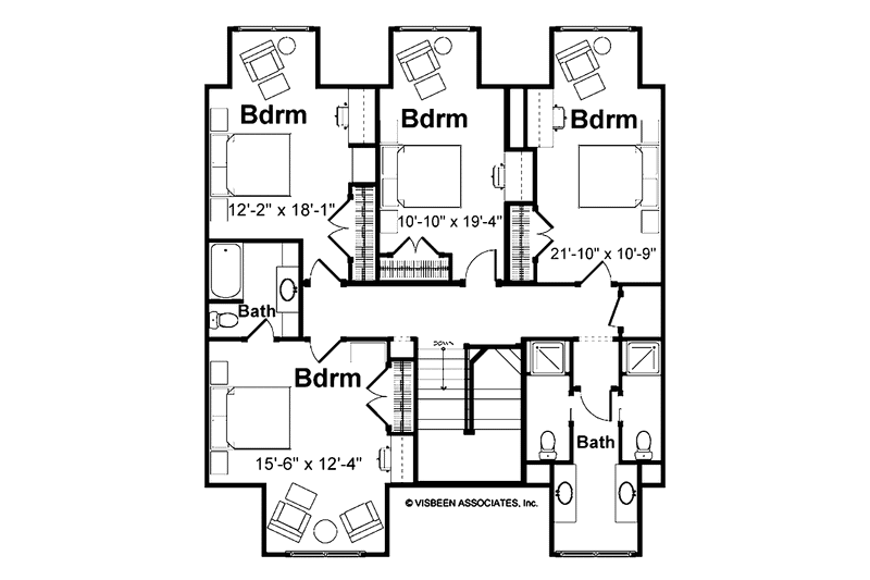 House Design - Floor Plan - Upper Floor for Traditional House Plan #928-33 - 5 bed, 4.5 bath