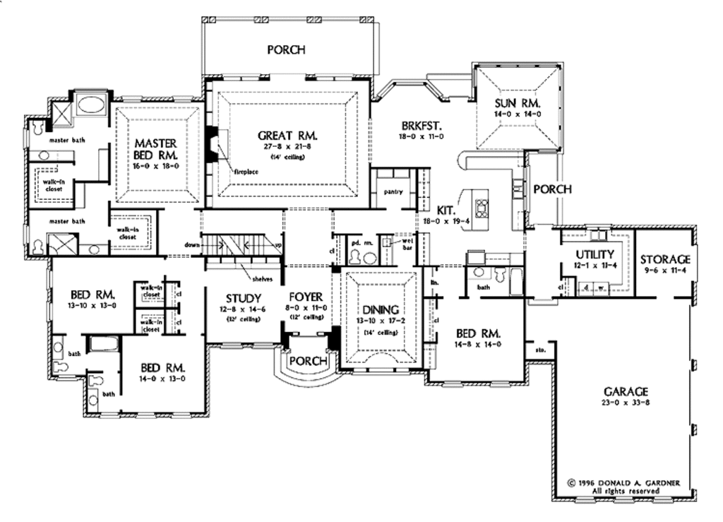 Ranch Style House Plan - 4 Beds 4.5 Baths 4523 Sq/Ft Plan ...