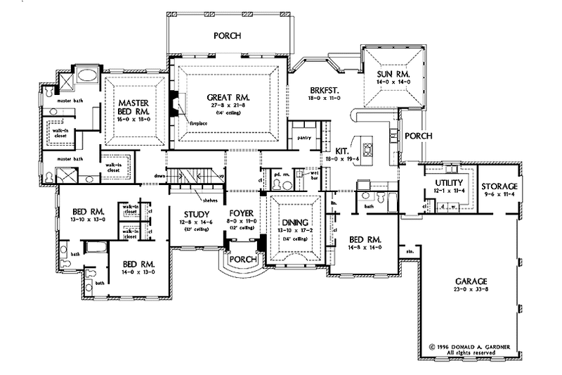 Home Plan - Floor Plan - Main Floor for Ranch House Plan #929-296 - 4 bed, 4.5 bath