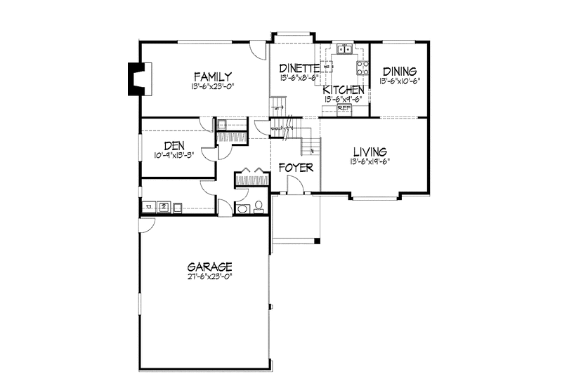 Home Plan - Floor Plan - Main Floor for Contemporary House Plan #51-851 - 3 bed, 2.5 bath