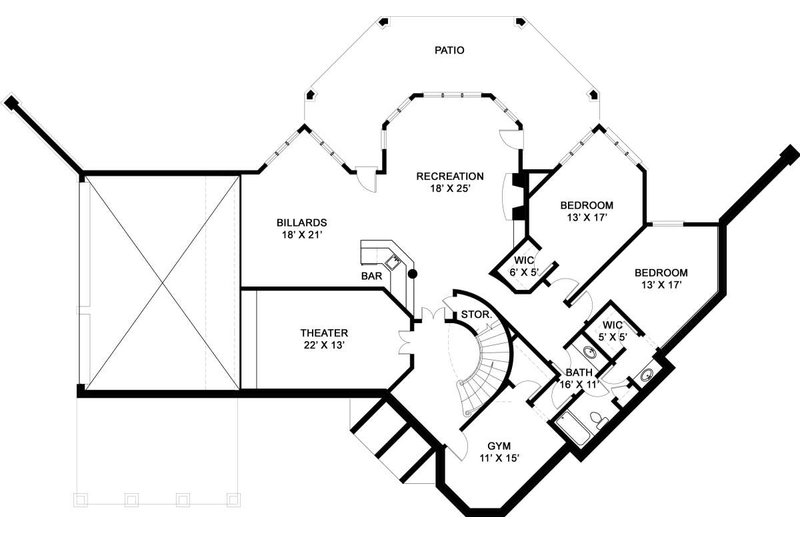 House Plan Design - Floor Plan - Lower Floor for European House Plan #119-152 - 4 bed, 2.5 bath