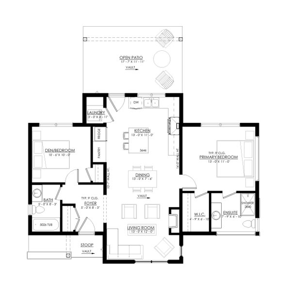 Cottage Floor Plan - Main Floor Plan #1114-70