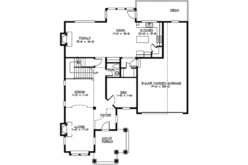 Dream House Plan - Floor Plan - Main Floor for Craftsman House Plan #132-128 - 3 bed, 2.5 bath