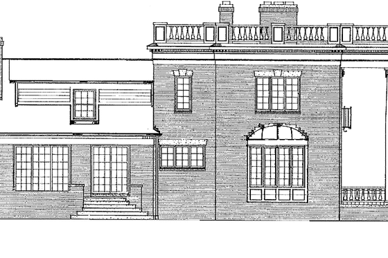 Exterior - Rear Elevation for Classical House Plan #72-817 - 4 bed, 3 bath