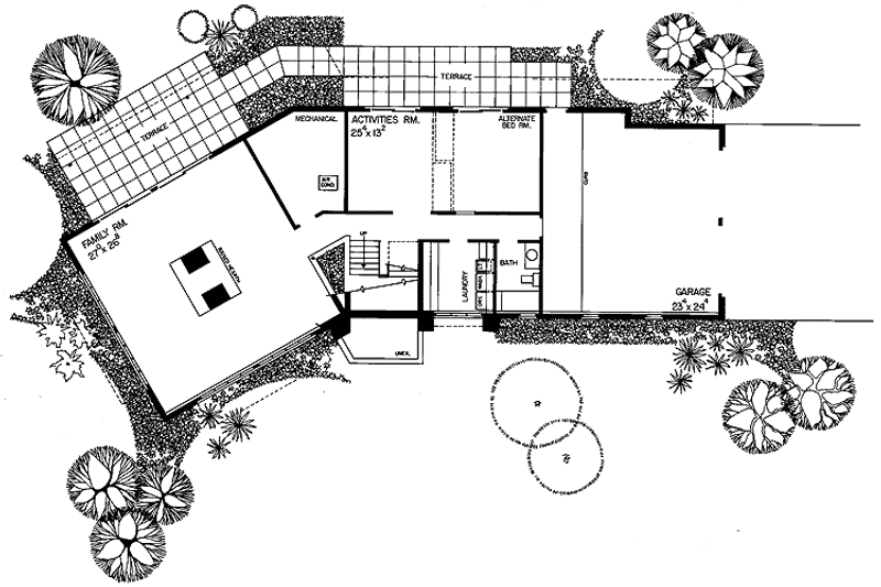 Home Plan - Floor Plan - Main Floor for Contemporary House Plan #72-658 - 5 bed, 3 bath
