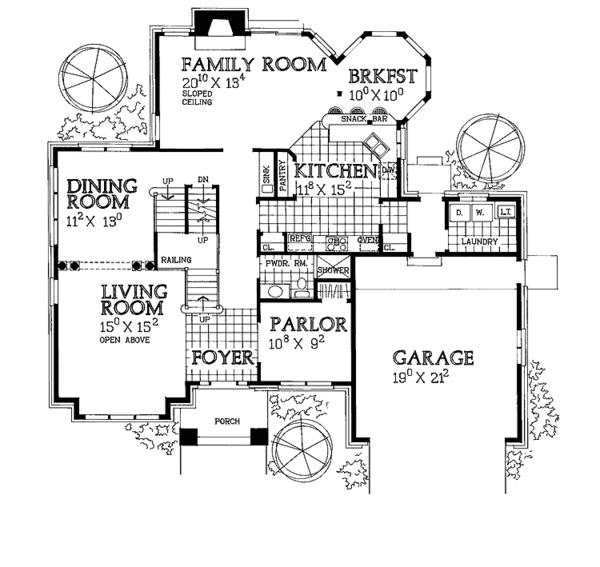 Architectural House Design - Traditional Floor Plan - Main Floor Plan #72-938