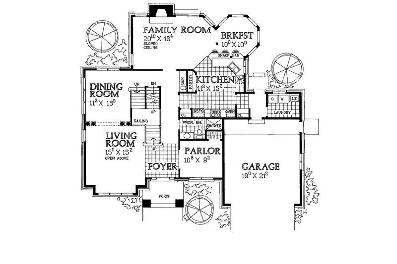 Home Plan - Floor Plan - Main Floor for Traditional House Plan #72-938 - 3 bed, 2.5 bath